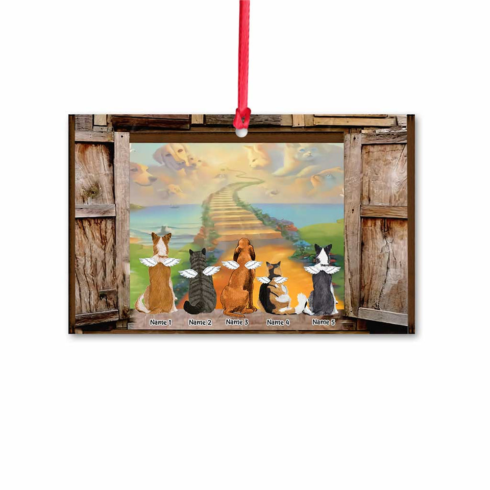 Rainbow Bridge In My Heart - Personalized Christmas Dog Ornament (Printed On Both Sides)