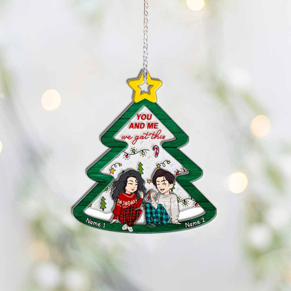 Tis The Season For Loving You - Personalized Christmas Couple Layers Mix Ornament