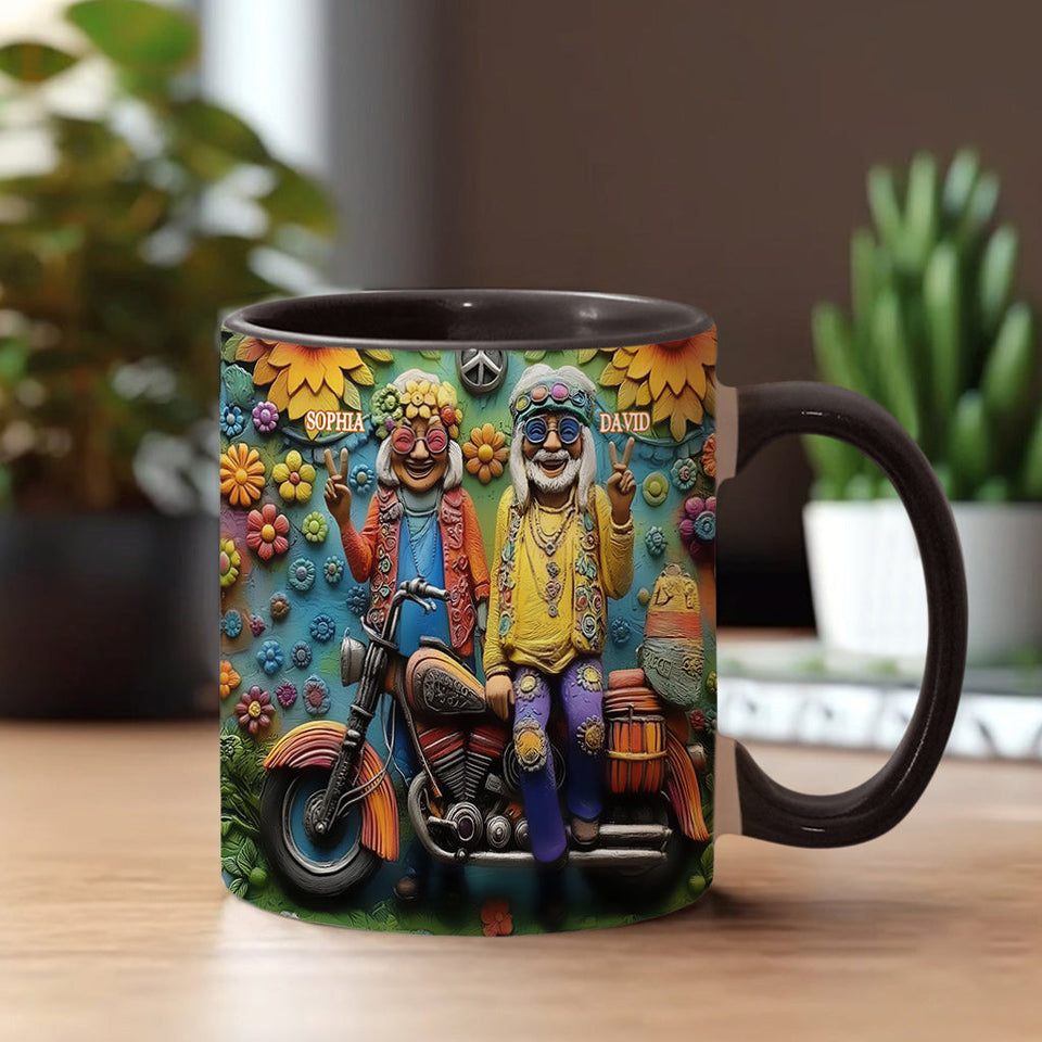 Love And Peace - Personalized Hippie Accent Mug