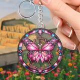 Breast Cancer Warrior - Personalized Breast Cancer Awareness Custom Shaped Keychain