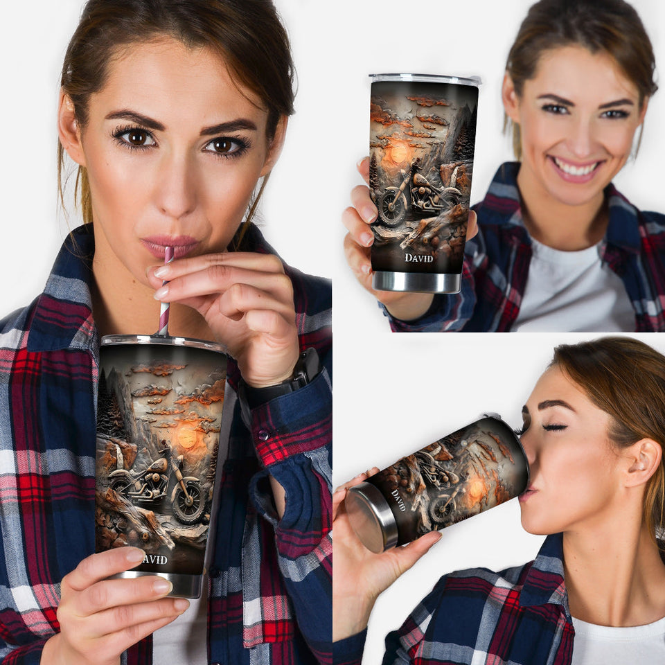 Never Underestimate An Old Man With A Motorcycle - Personalized Biker Tumbler