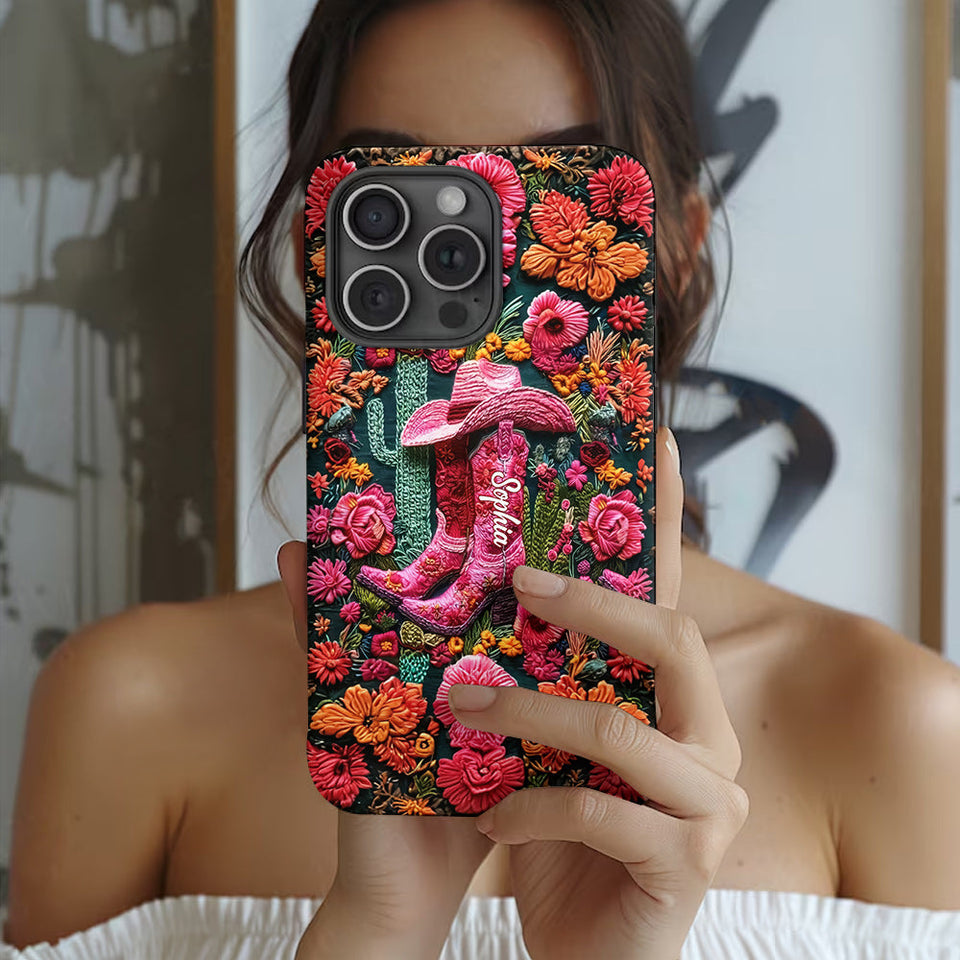 Pink Cowgirl - Personalized Country Girl Full Print Phone Case