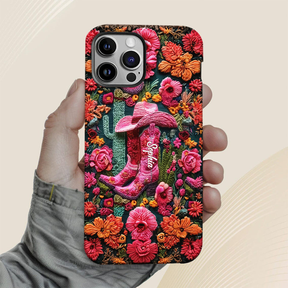 Pink Cowgirl - Personalized Country Girl Full Print Phone Case