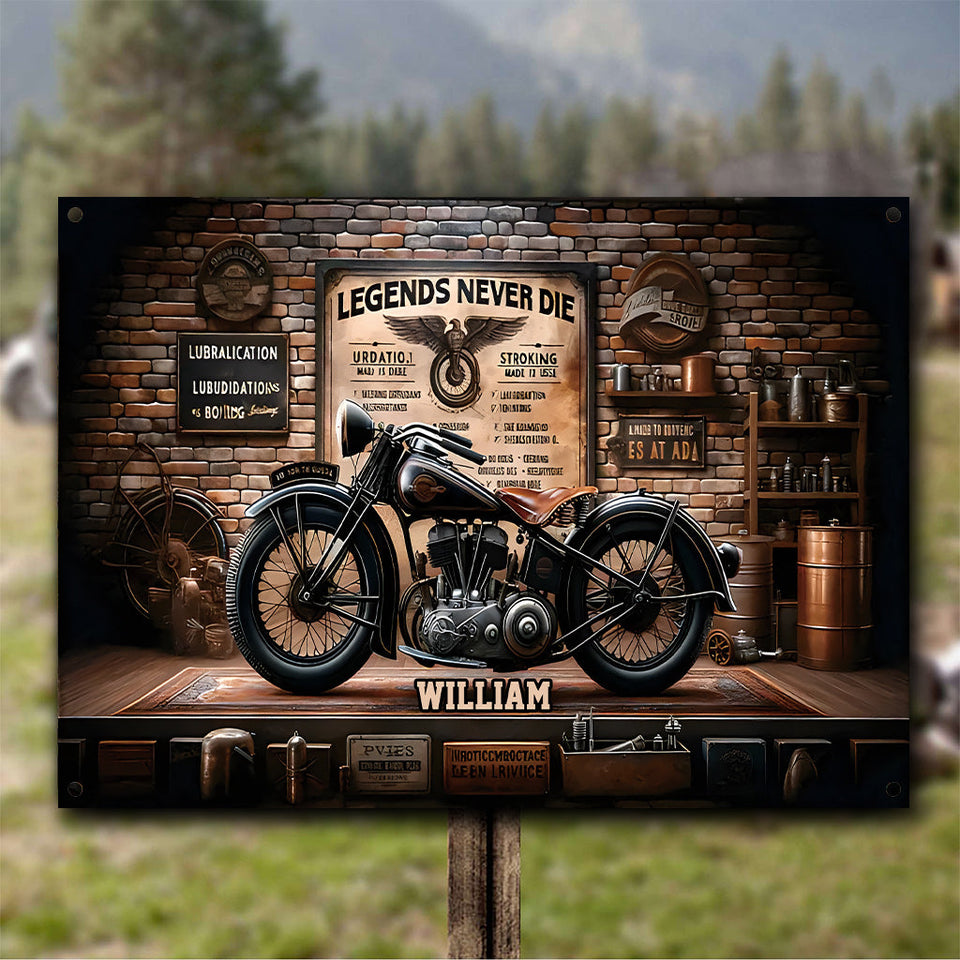 Legens Never Die - Personalized Biker Rectangle Metal Sign