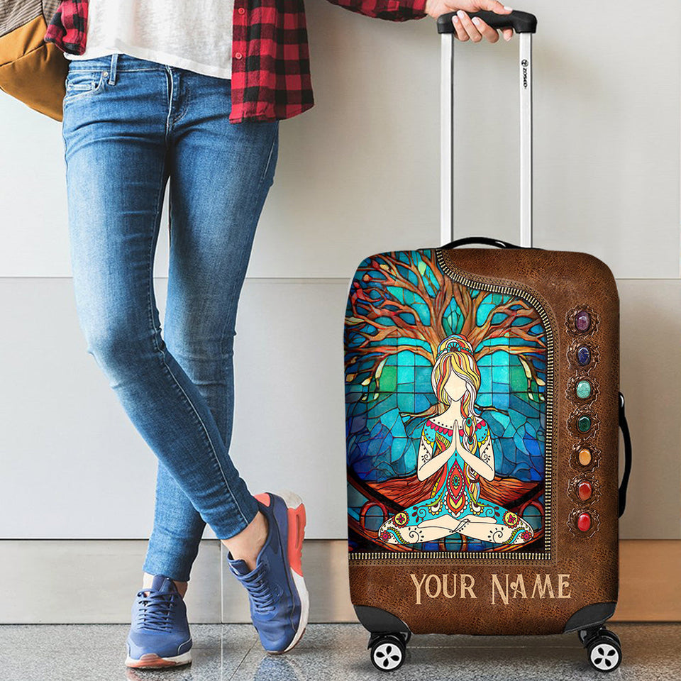 Namaste Green - Personalized Yoga Luggage Cover