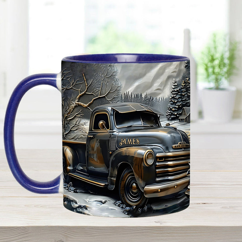 Never Underestimate An Old Man With A Truck - Personalized Trucker Accent Mug