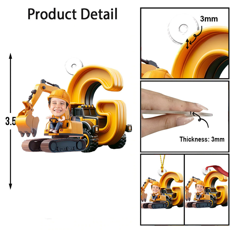 Construction Vehicle Alphabet Letters - Personalized Kid Custom Shaped Ornament