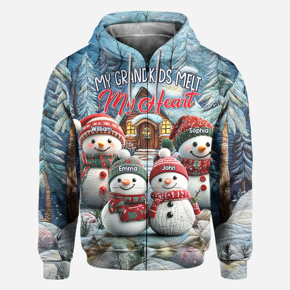 My Grandkids Melt My Heart - Personalized Grandma All Over Shirt