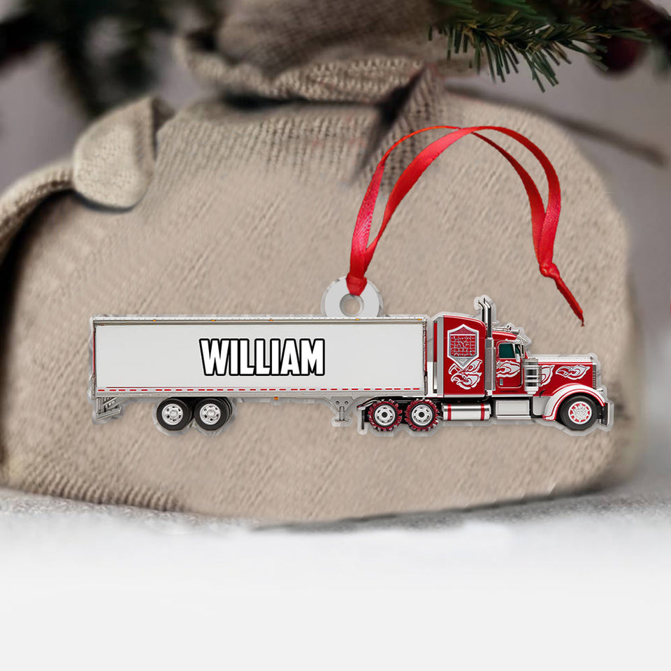 Truck Gift For Grandkids - Personalized Kid Ornament