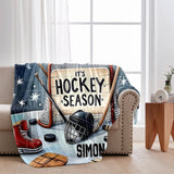 Hockey Season - Personalized Hockey Blanket