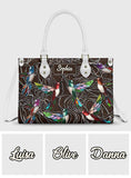 Family Members Hummingbirds Beautiful Birds - Personalized Family Leather Handbag