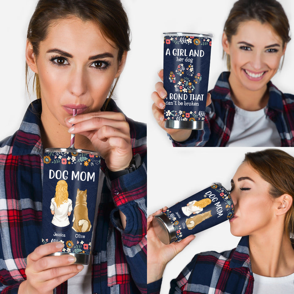 A Girl And Her Dogs - Personalized Dog Tumbler