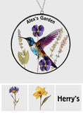 Dry Birth Flowers, Stunning Glass Humming Birth - Personalized Gardening Window Hanging Suncatcher Ornament