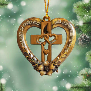 God Blessed The Broken Road - Personalized Couple Ornament