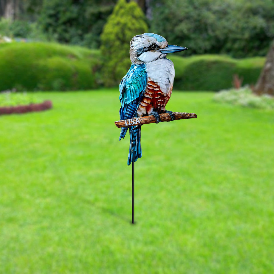 Blue Kookaburra - Personalized Gardening Metal Garden Art