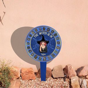 The Witch Is In - Personalized Witch Acrylic Garden Sign