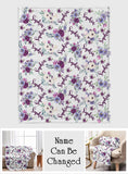 Custom Name Purple Flowers - Personalized Sibling Blanket