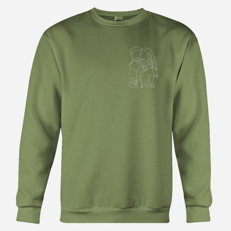 Custom Line Art - Personalized Step Mom Embroidered Sweater