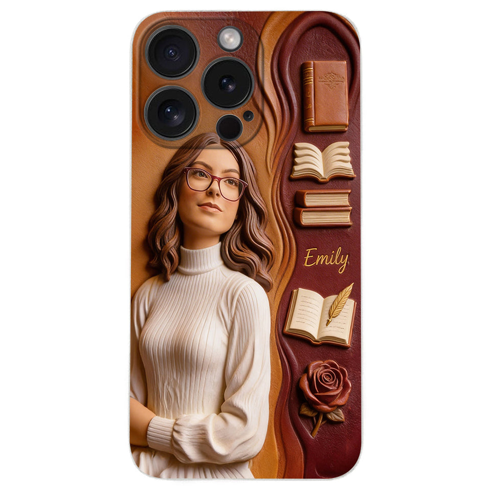 Custom Any Photo Love Books - Personalized Book 3D Embossed Leather Phone Case