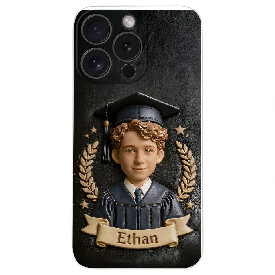 Graduation Gift - Personalized Graduation 3D Embossed Leather Phone Case
