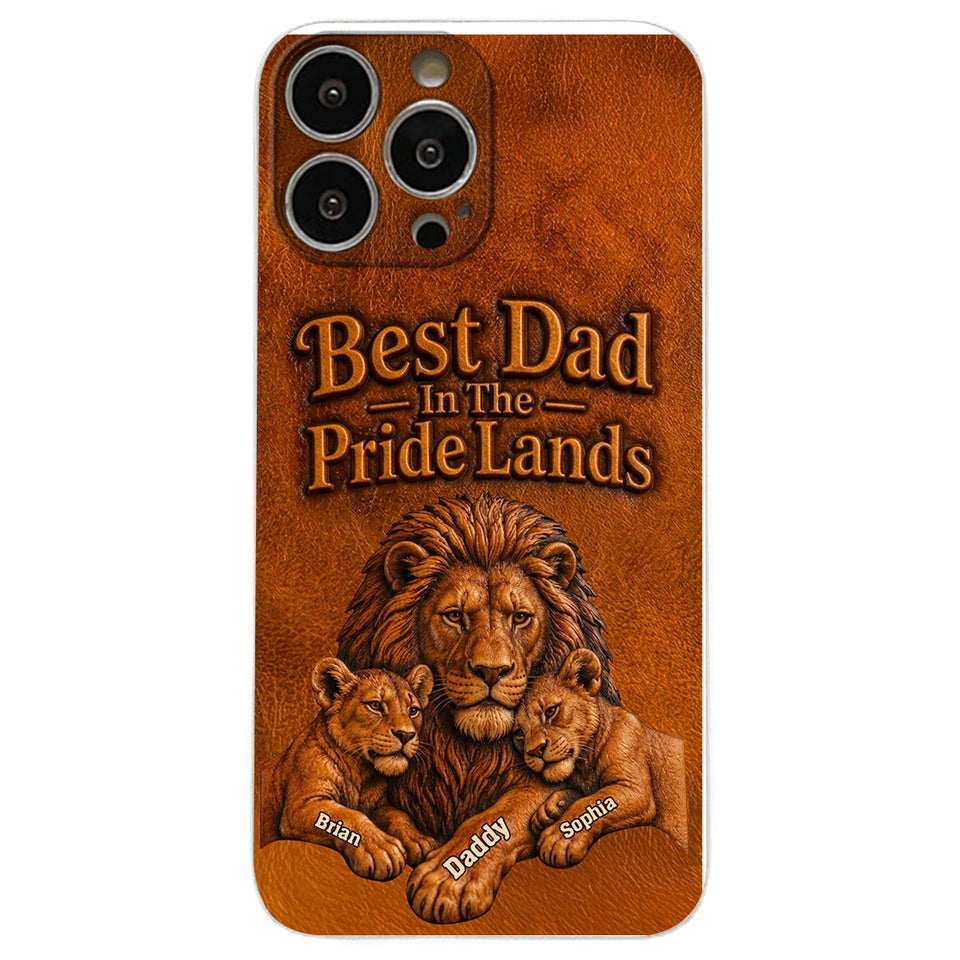 Papa Lion - Personalized Father 3D Embossed Leather Phone Case