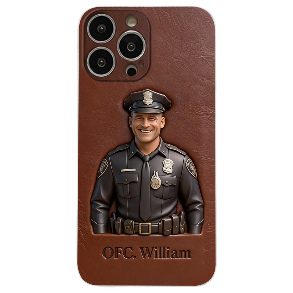 Police Gifts - Personalized Police Officer Leather Phone Case