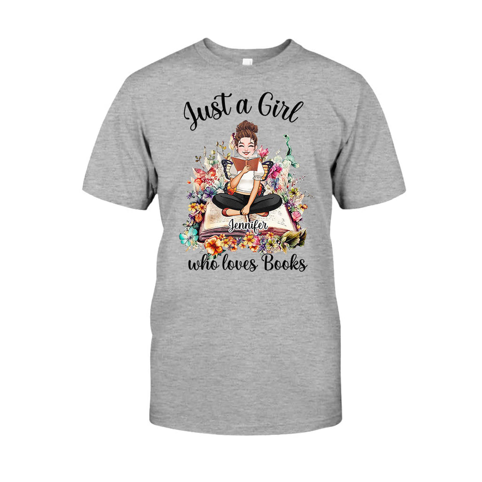 Just A Girl Who Loves Books - Personalized Book T-shirt and Hoodie