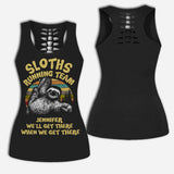 Sloths Running Team - Personalized Running Hollow Tank Top and Leggings