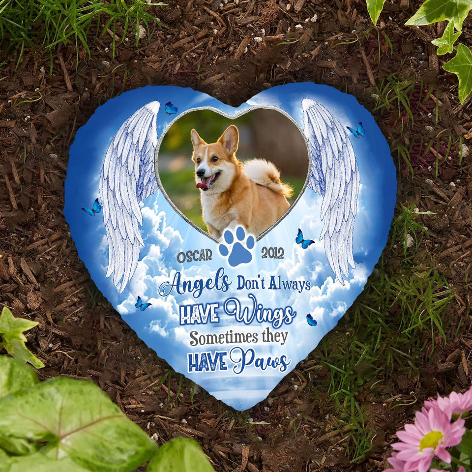 Angels Have Paws - Personalized Dog Heart Shaped Stone