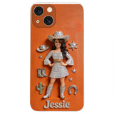 Cowgirl Spirit - Personalized Cowgirl 3D Embossed Leather Phone Case