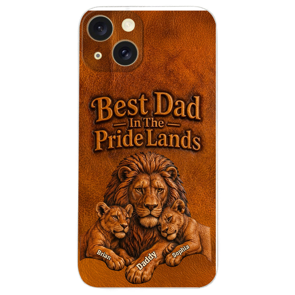 Papa Lion - Personalized Father 3D Embossed Leather Phone Case