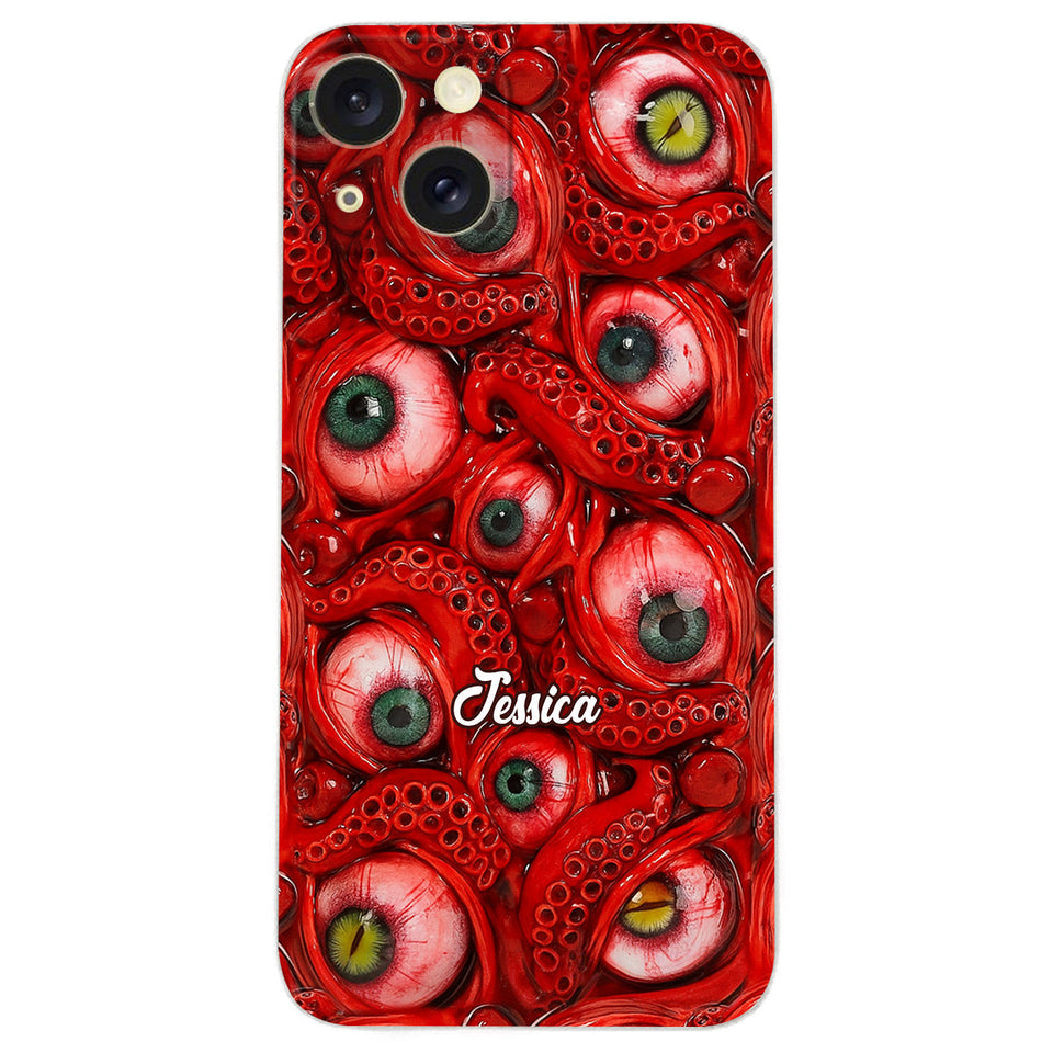 Horror Bloody Eyes - Personalized Halloween Leather Phone Case