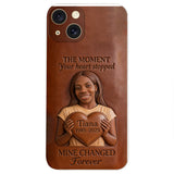 The Moment Your Heart Stopped - Personalized Memorial 3D Embossed Leather Phone Case