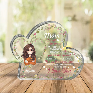 I love you - Personalized Mother's day Custom Shaped Acrylic Plaque