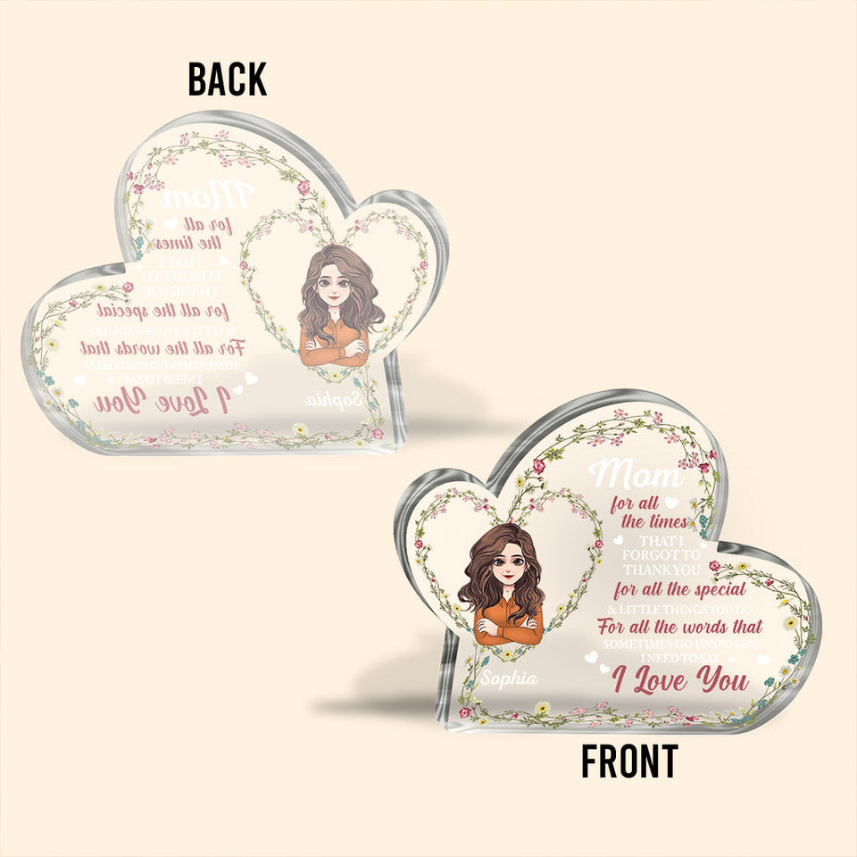 I love you - Personalized Mother's day Custom Shaped Acrylic Plaque
