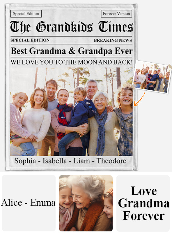 The Grandma Times Best Grandma Ever - Personalized Grandma Blanket