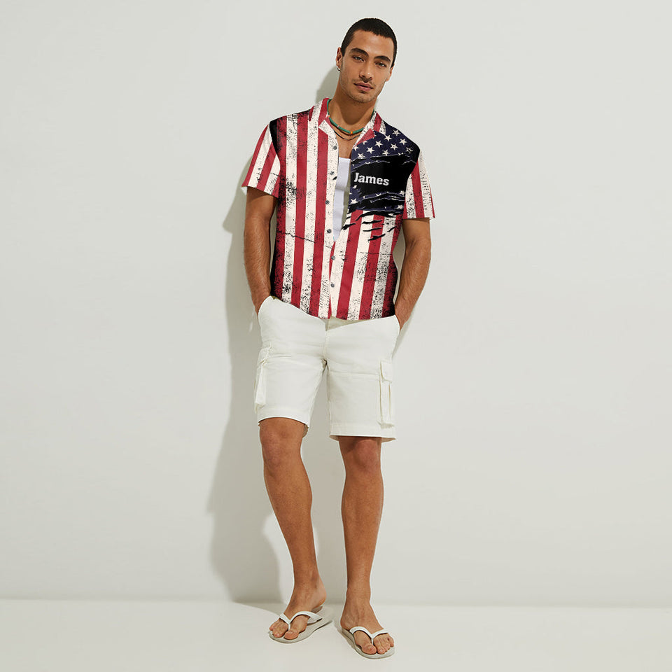Patriotic Angler - Personalized Fishing Hawaiian Shirt
