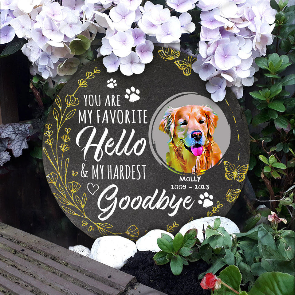 You Are My Favorite Hello - Cat gift for dog lover, cat lover - Personalized Round Shaped Stone