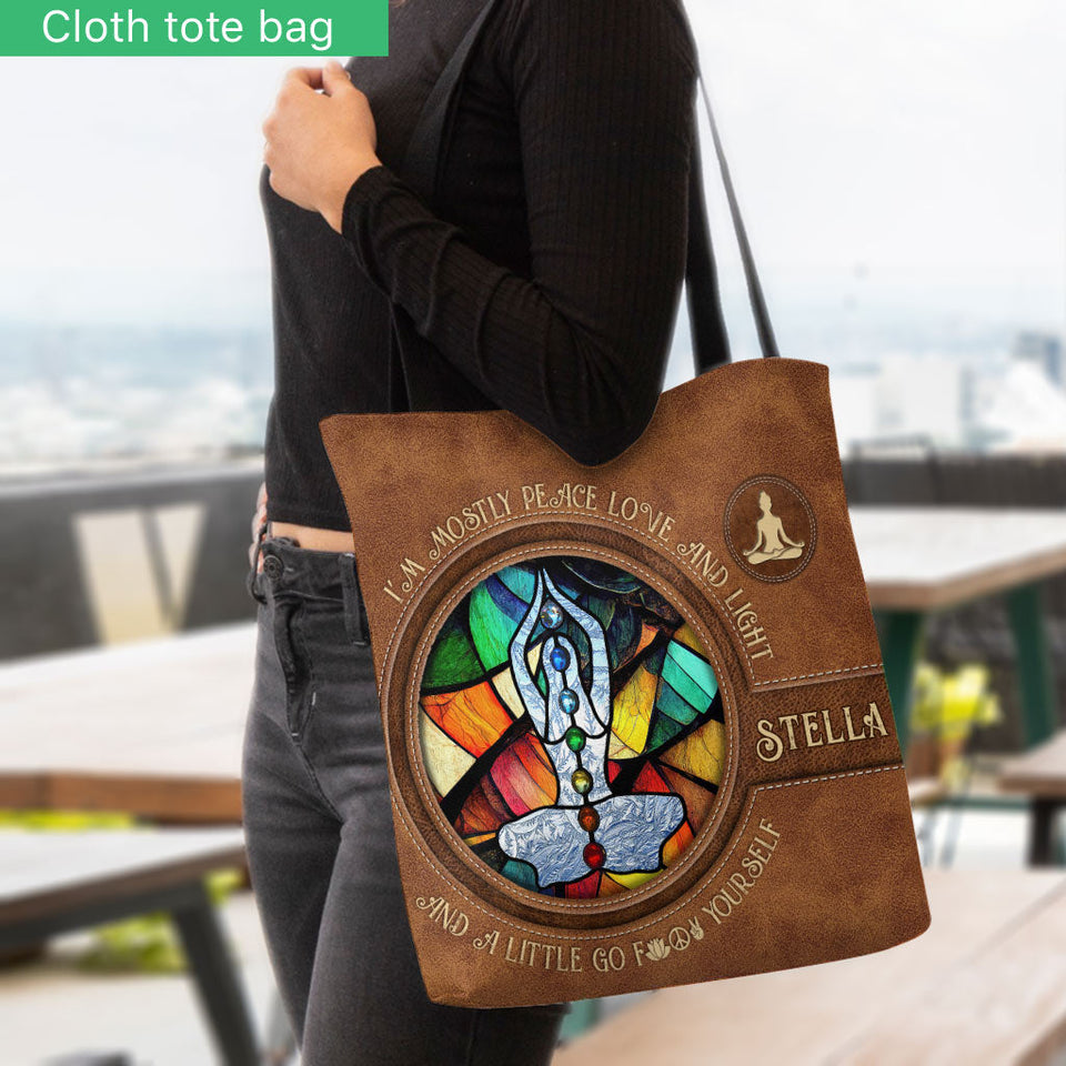 I'm Mostly Peace - Personalized Yoga Tote Bag