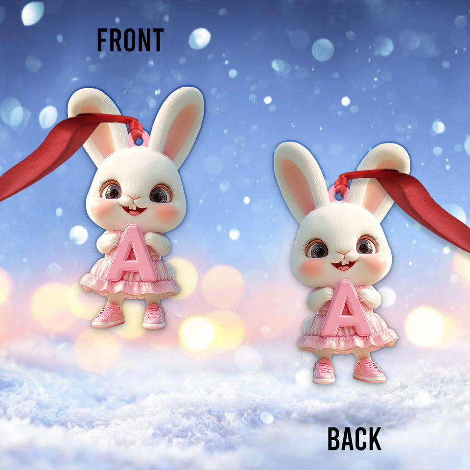 Cute Bunny Letter Ornament - Personalized Kid Ornament