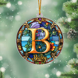Stained Glass Letter - Personalized Family Ornament