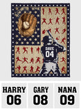 Any Name and Number - Personalized Baseball Blanket