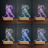 Sparkling Ice Hockey Player - Personalized Hockey Shaped Plaque Light Base