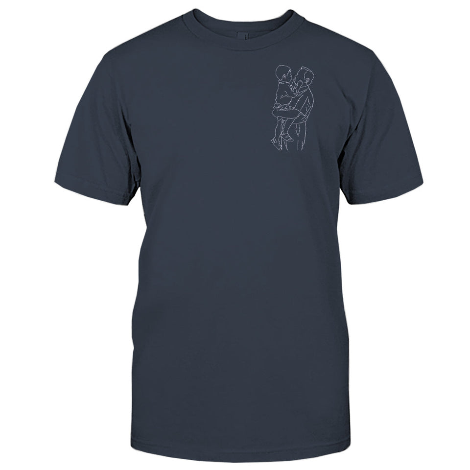 Custom Line Art - Personalized Grandpa Embroidered T-shirt