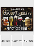 Group Therapy Practiced Here - Personalized Beer Rectangle Metal Sign