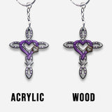 Rustic Horseshoe Cross - Personalized Horse Keychain