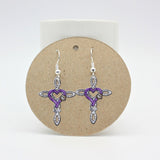Rustic Horseshoe Cross - Personalized Horse Earrings