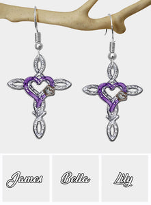 Rustic Horseshoe Cross - Personalized Horse Earrings