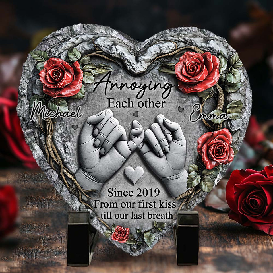 Till Deadth Do Us Part - Personalized Couple Heart Shaped Stone