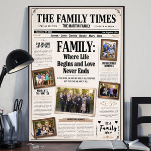 Family Newspaper - Personalized Family Canvas And Poster